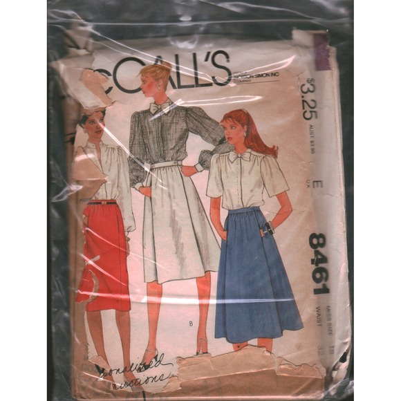 McCall's Other - Vintage McCalls 8461 Misses Skirts Sewing Pattern Size 18 Waist 32 Flared Slim